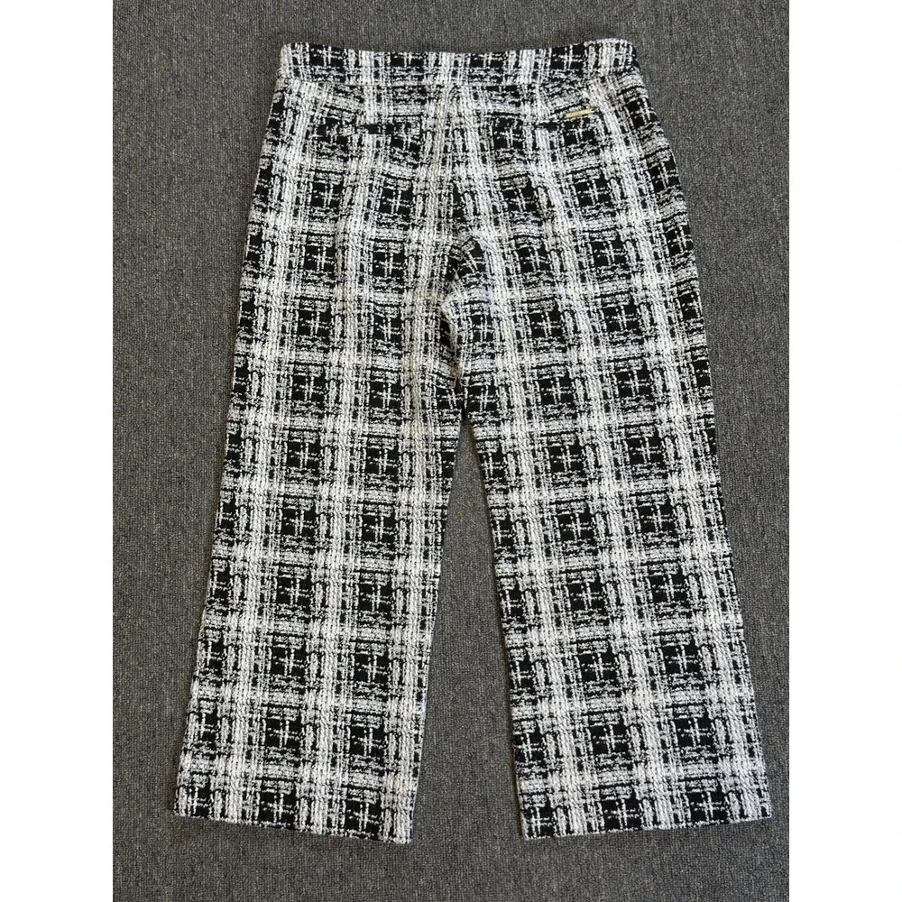 Michael‎ Kors Black & White Tweed Cropped Pants Women's Size Medium Career